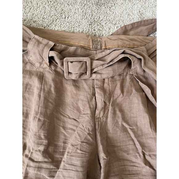 120% Lino Women's Linen Tank & Belted Pleated Shorts Set Brown Size Medium - Picture 11 of 14